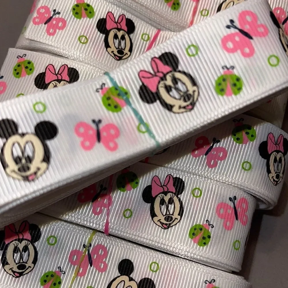 Grosgrain Ribbon 7/8” 5 yards NEW Mickey Mouse Minnie Mouse classic butterfly